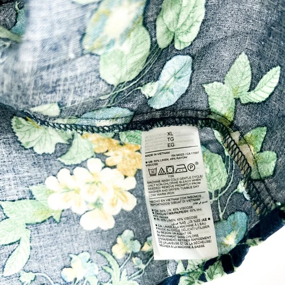 Old Navy Blue & Yellow Floral Tank Top with Ruffled Front - Picture 3 of 10